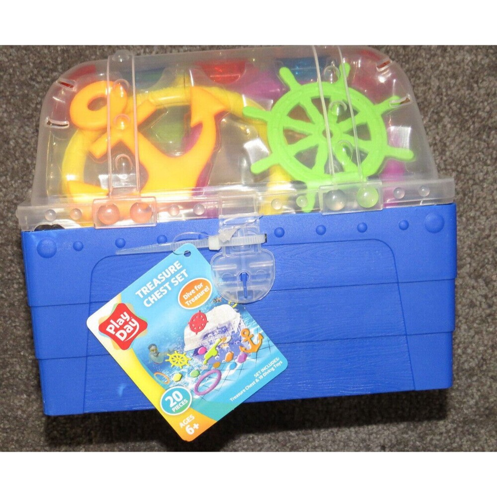 Play Day Pool Toy Dive Set Treasure Chest Swim Travel Bath NWT